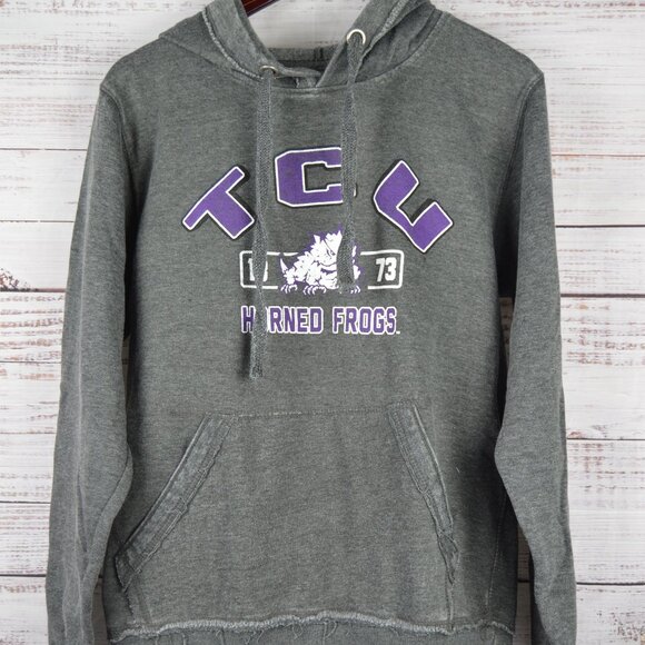 Blue 84 TCU Horned Frogs Hoodie Sweatshirt Women Small S Heather Grey NEW - Picture 1 of 11
